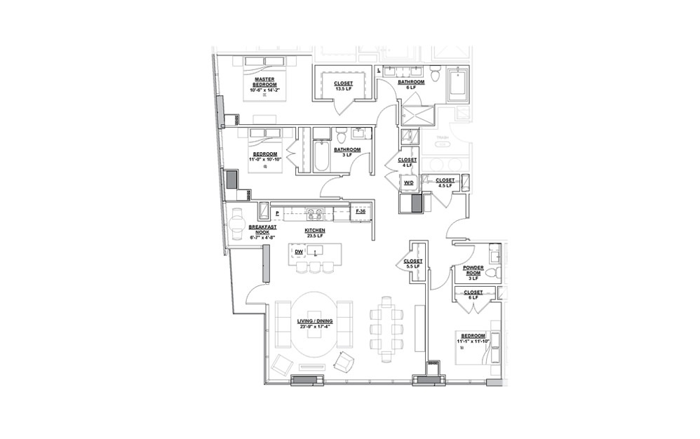 Impresario Penthouse 3 Bedroom 2.5 Bath Floorplan