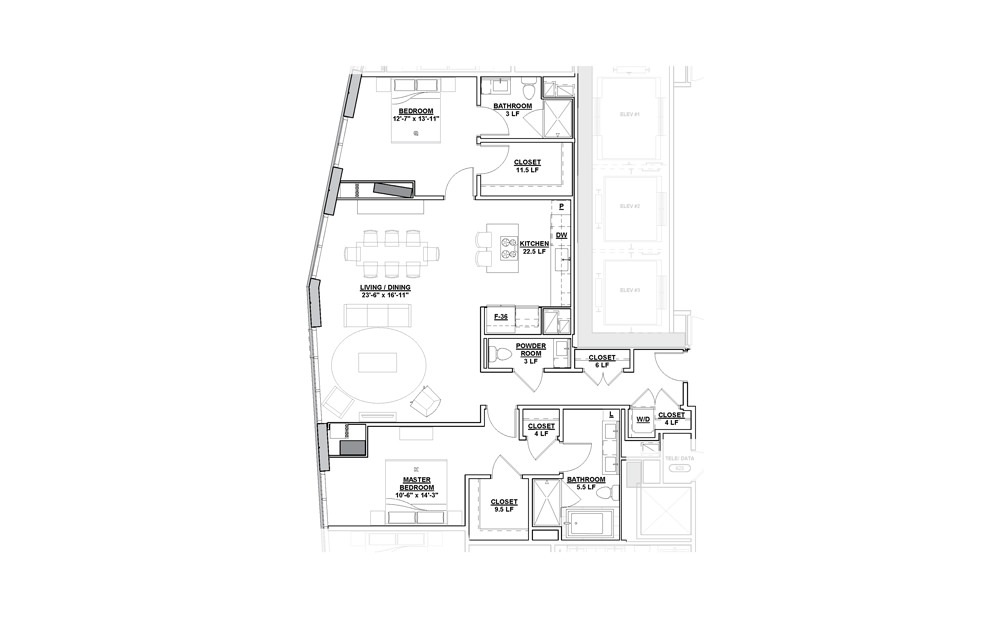 Promenade Penthouse 2 Bedroom 2.5 Bath Floorplan